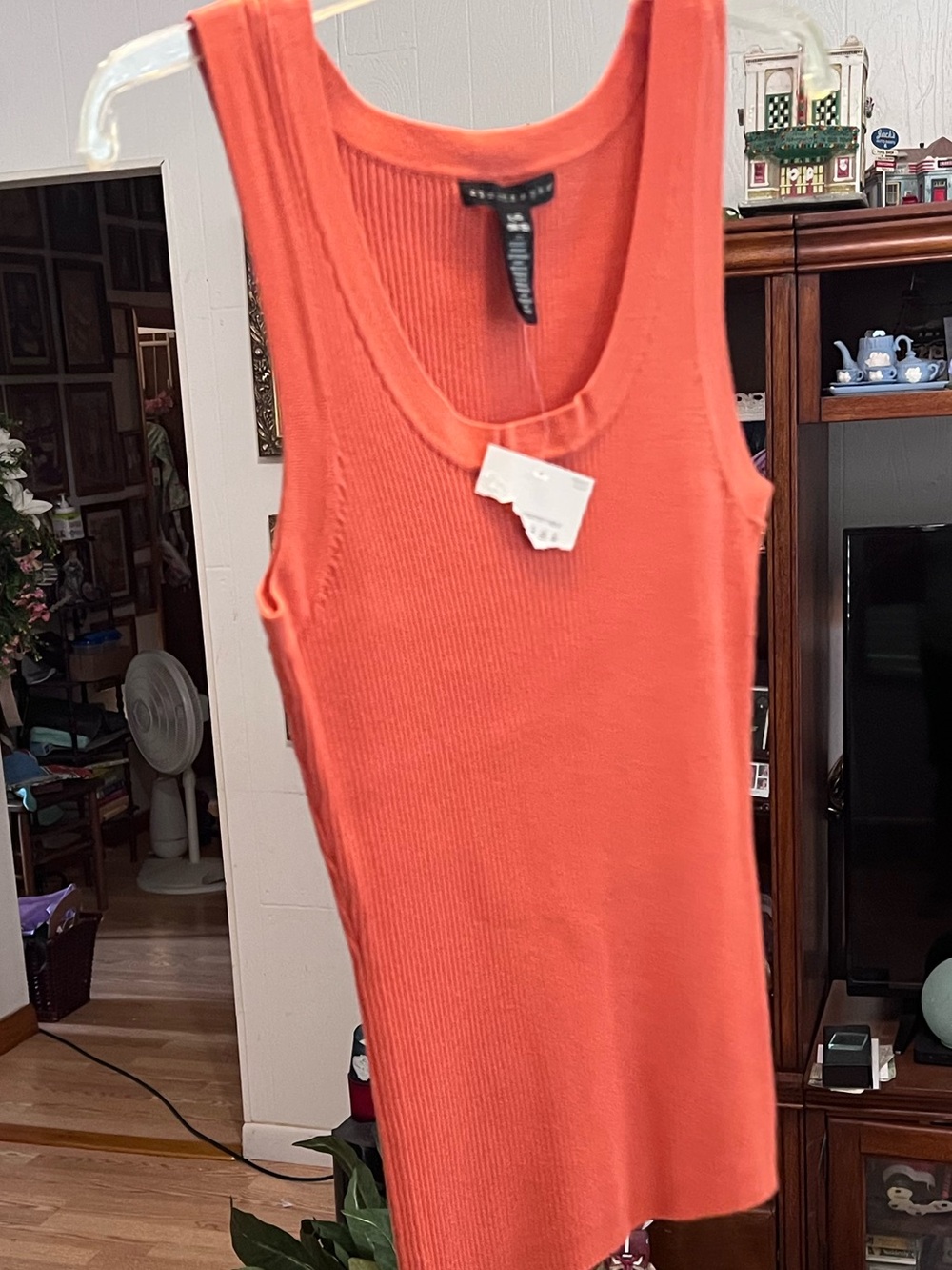 INC International Concepts Coral Ribbed Sleeveless Tank
